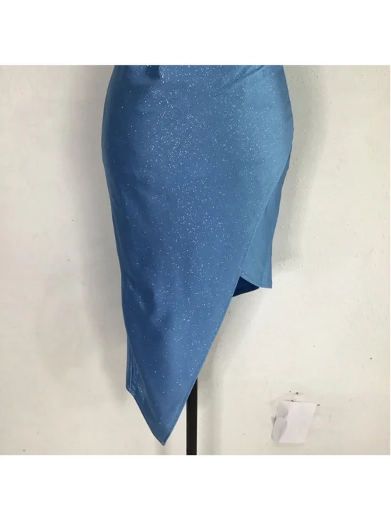 Honey and Rosi Women Elegant Blue Sparkle Asymmetrical Dress M - Picture 6 of 12